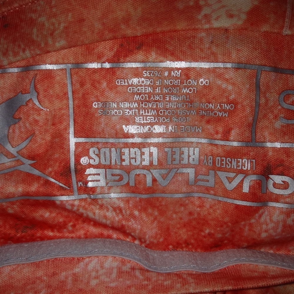 Reel Legends Aquaflauge S Fishing Orange Rash Guard Top - Picture 5 of 9